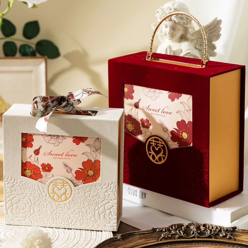 portable hard , flannel gift  wedding whole box.