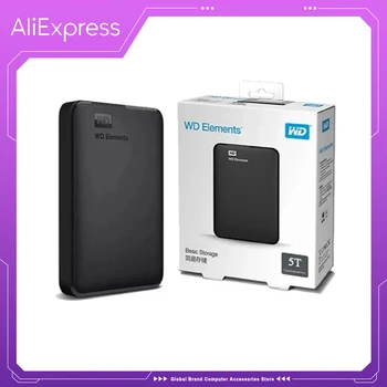 Western Digital WD Elements 5TB 휴대용 외장형 하드 드라이브 4TB 2TB 1TB USB 3.0 데스크탑 PC 노트북용 휴대용 HDD 하드 디스크