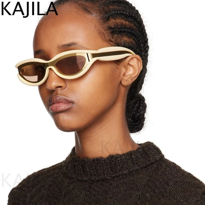 Small Punk Round Sunglasses Women 2024 Luxury Brand Design Steampunk One-Piece Sun Glasses For Ladies Vintage Eyewear Shades 