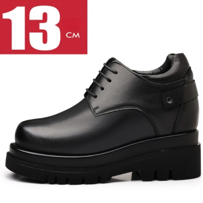 British Ultra High 13cm Elevator Shoes Men's Dress Shoes Business Casual Height-increasing Shoes Wedding Thick Soled Derby Shoe