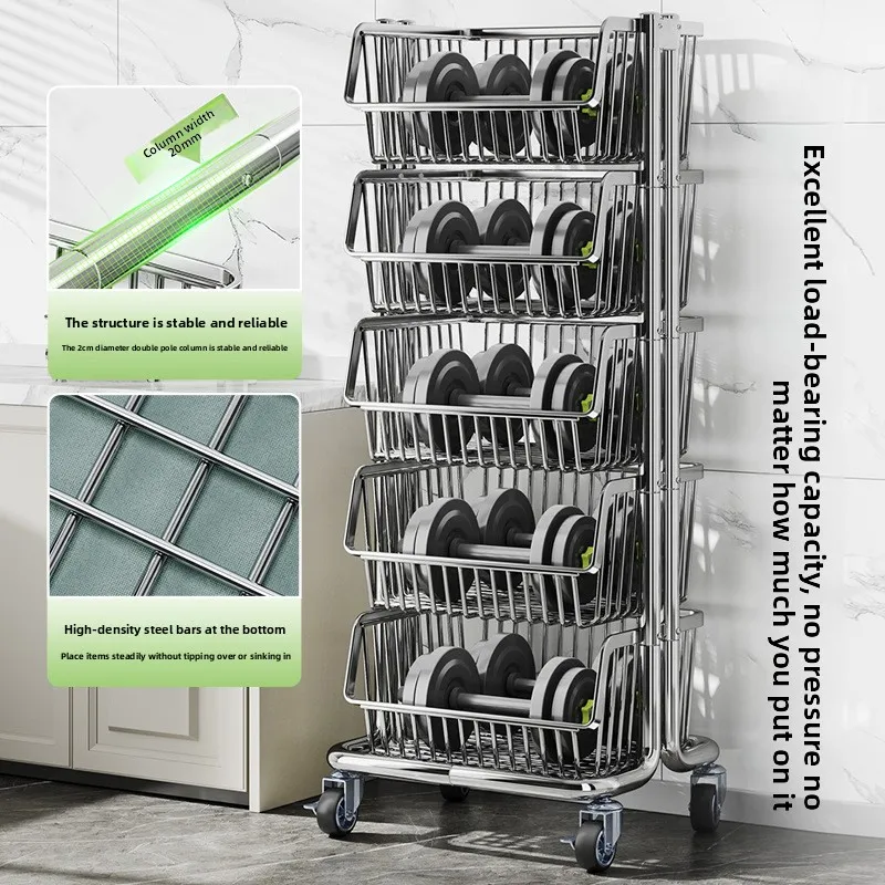 

DSA stainless steel kitchen basket rack - mobile snack & vegetable multi-purpose fruit and vegetable trolley storage rack