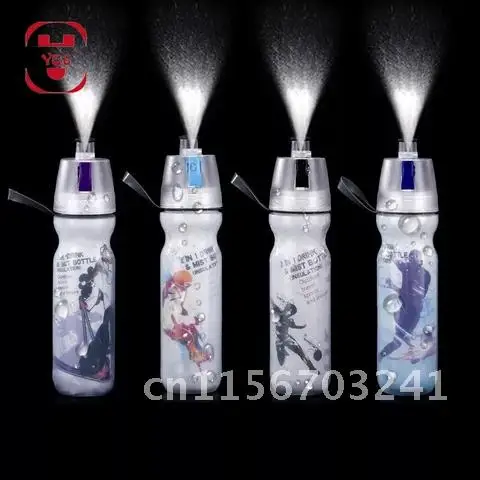 Insulated Bike Sports Water Bottle 500ml Portable Mist Spray Squeeze Bottle Double-deck Keep Cool Outdoor Spray Mist