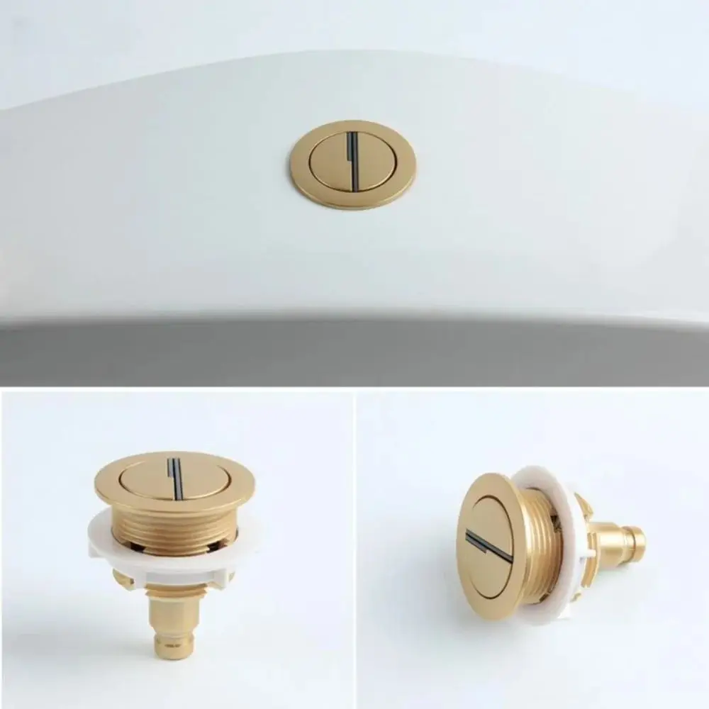 Chrome Plating Toilet Push Button Round Shape Water-Saving Toilet Flush Valve Double Drain Easy Install Flush Valve Button