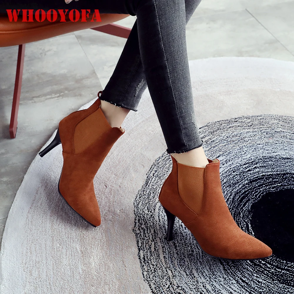 

Spring New Fashion Yellow Red Women Ankle Booties Pointed Toe High Heels Lady Nude Shoes Plus Small Big Size 11 32 44 46 48