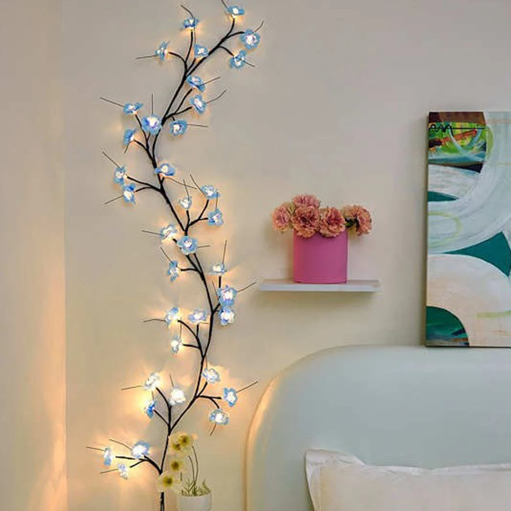 LED Branch Light with Remote Control Artificial Flower Vine Light Bendable DIY Fairy Light USB Plug In for Home Bedroom