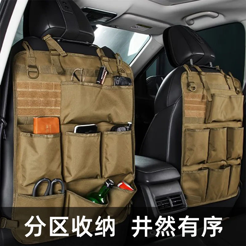 8 Pocket Tactical Car Seat Back Organizer, Waterproof Oxford Cloth Backseat Storage Bag, Heavy Duty Hanging for Off Road and