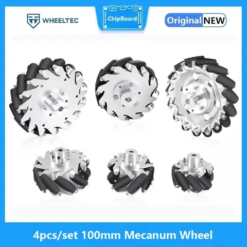 4 stks/set 100mm Aluminium Metalen Mecanum Wiel Omni-directionele Wiel voor Arduino Raspberry Pi DIY Robotic Auto