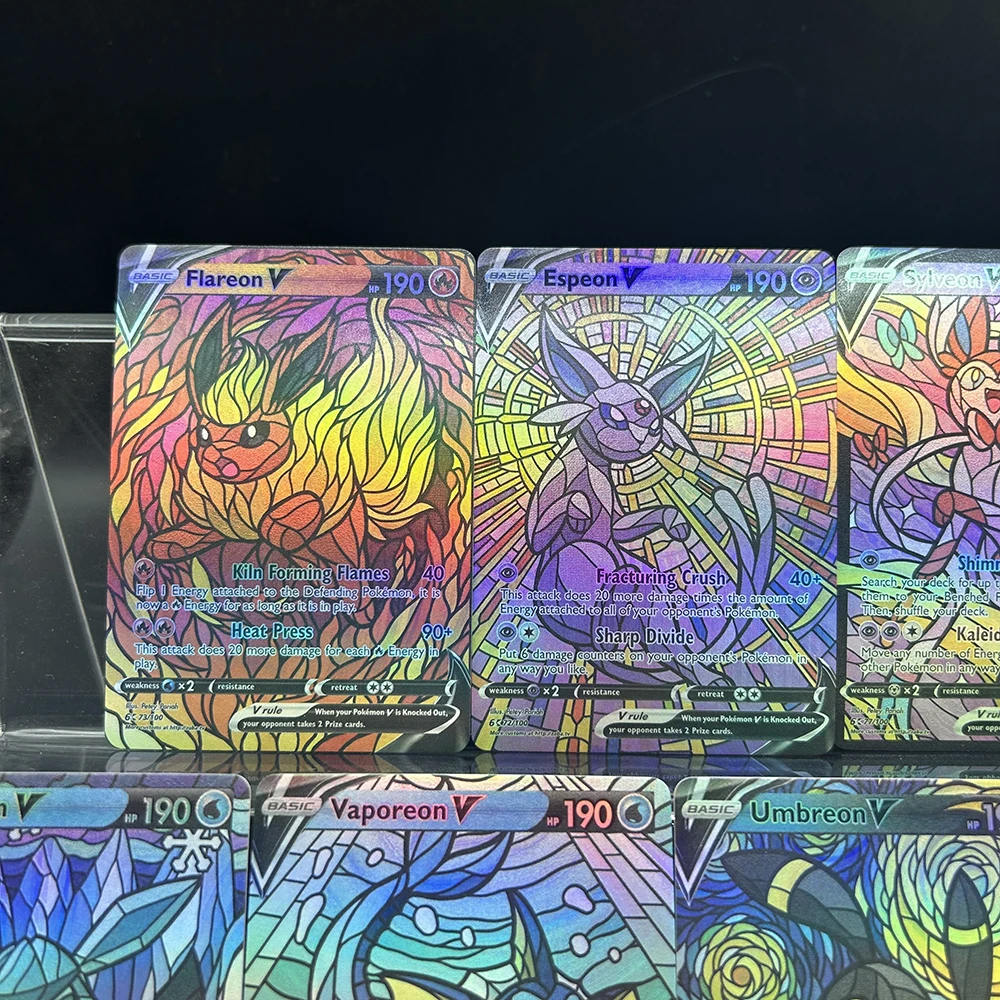 애니메이션 PTCG TCG 캐시드럴글라스 시리즈 이브이루션 트레이딩 컬렉션 카드 엄브레온 바포레온 글라세온 6K 73/100 플래시 배틀 카드