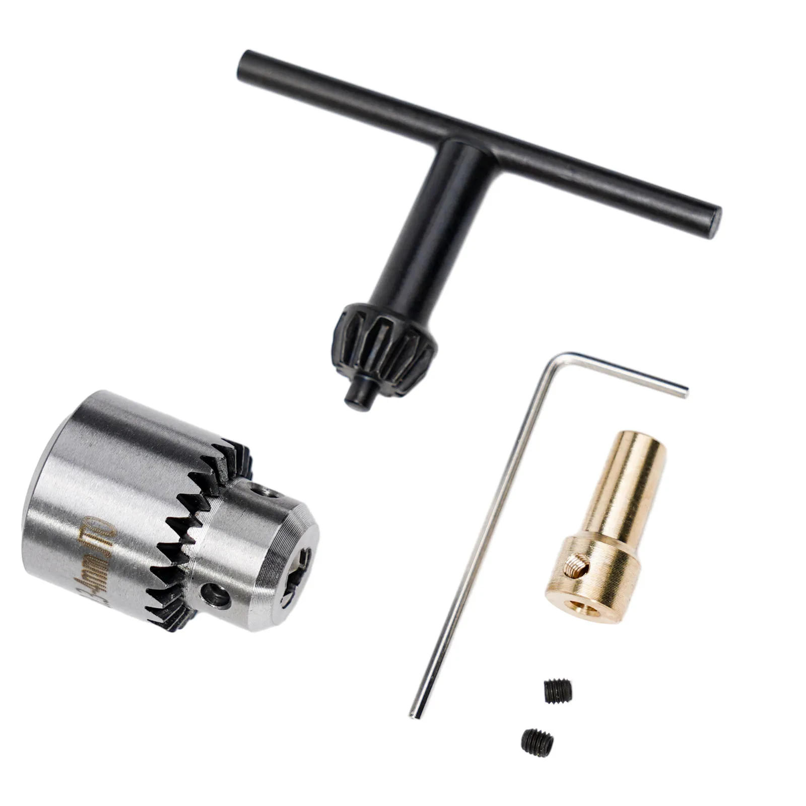 JT0 Electric Motor Drill Chuck Clamping Range 0 34mm 4Pcs Metal Set with T and L Spanners for Enhanced Performance