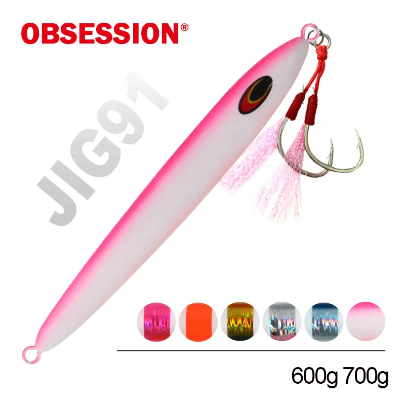 Obsesja 600g 700g szybko tonący pionowy Jig metalowy długie rzucanie Trolling Jigging Sea Fishing Lure sztuczne Spinning