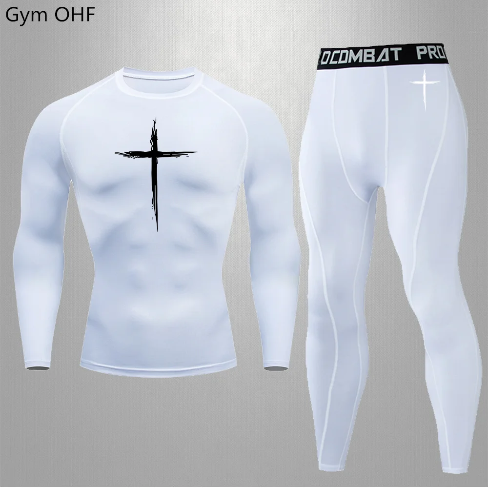 Running Sports Set Men's Quick Dry Fitness Compression Clothes Spring And Autumn Morning Running Training Clothes Badminton