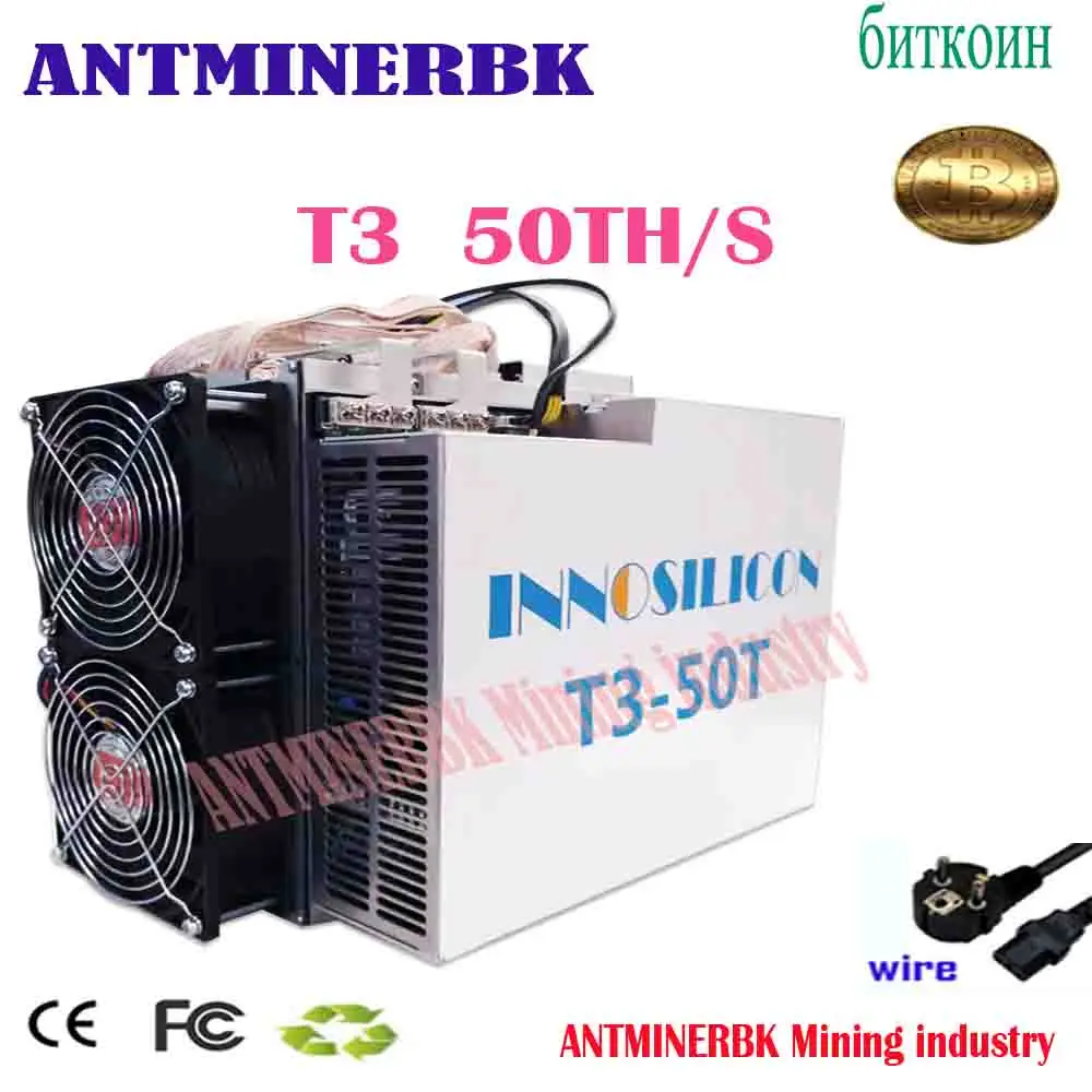 Used Asic Bitcoin Miner Innosilicon T3 50T/S Sha256 BTC BCH Mining Machine With PSU Better Than WhatsMiner M21S ANTMINER T17 S17