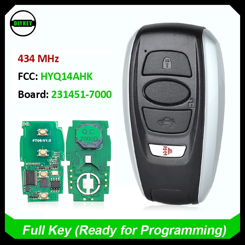 DIYKEY 231451-7000 for Subaru Ascent Forester Impreza Legacy WRX Prox Keyless Smart Remote Key Fob FSK 434MHz 8A Chip HYQ14AHK