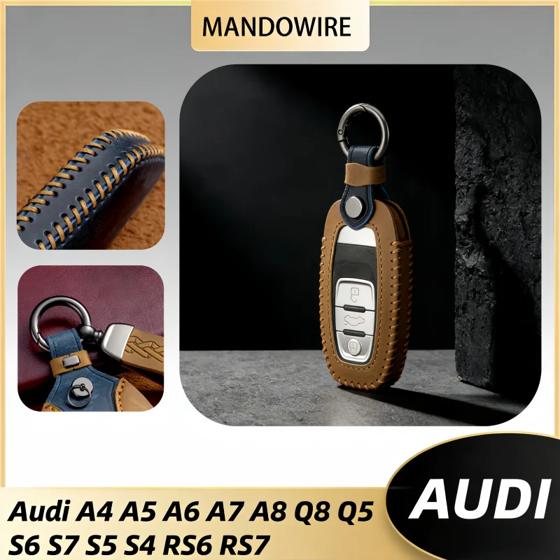 

Leather Car Key Case Cover for Audi A1 A3 8V A4 B8 B9 A5 A6 C7 A7 A8 Q3 Q5 Q7 S4 S6 S7 S8 R8 TT Car Key Protector Shell
