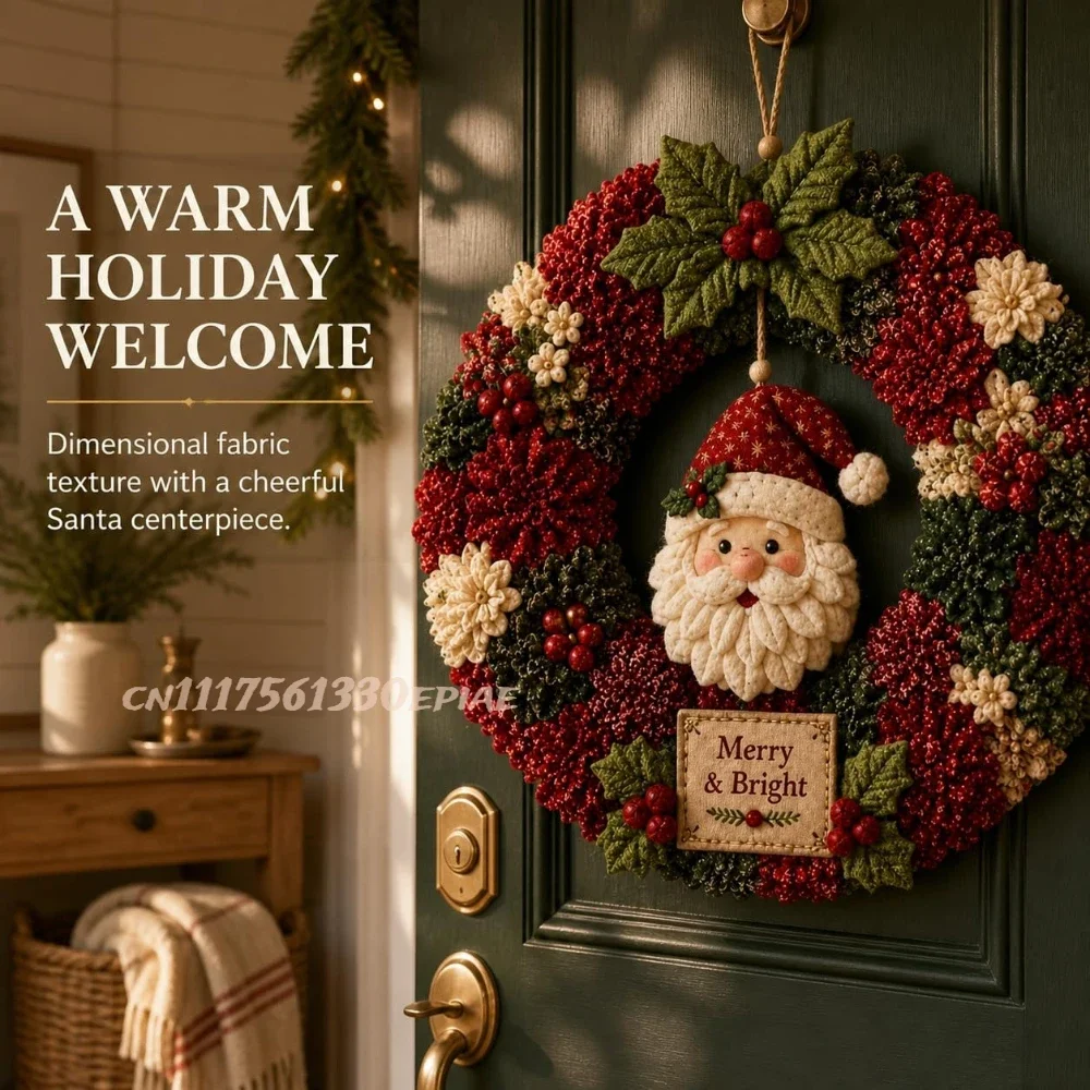 Christmas Fabric Wreath DIY Kit, Christmas Wreath Craft Kit for Adults,No-sew fabric project for shoppers seeking Christmas kits