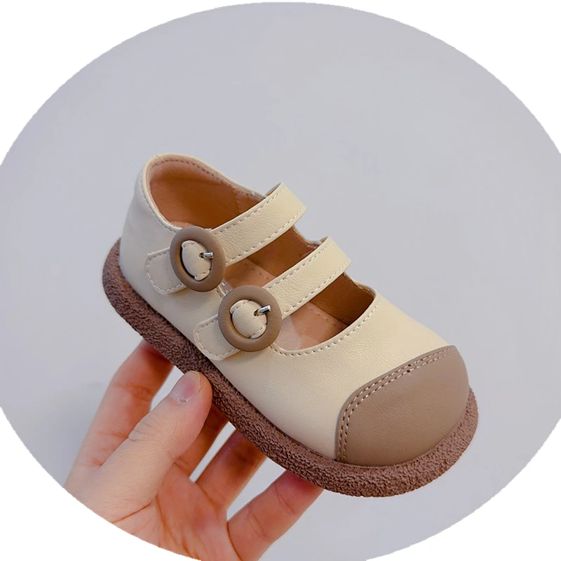 2025 New Girls Dress Shoes Patch Soft Toddler Little Princess Strap Ballet Mary Jane Ballerina Flats Todder Women Leather Shoe