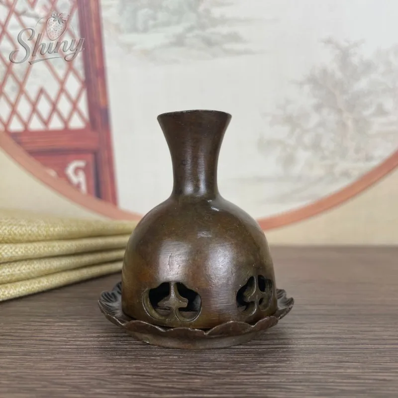 

Good Fortune Retro Copper Incense Burner Purification Bottle Incense Burner Listening To The Wind Bottle Ornament