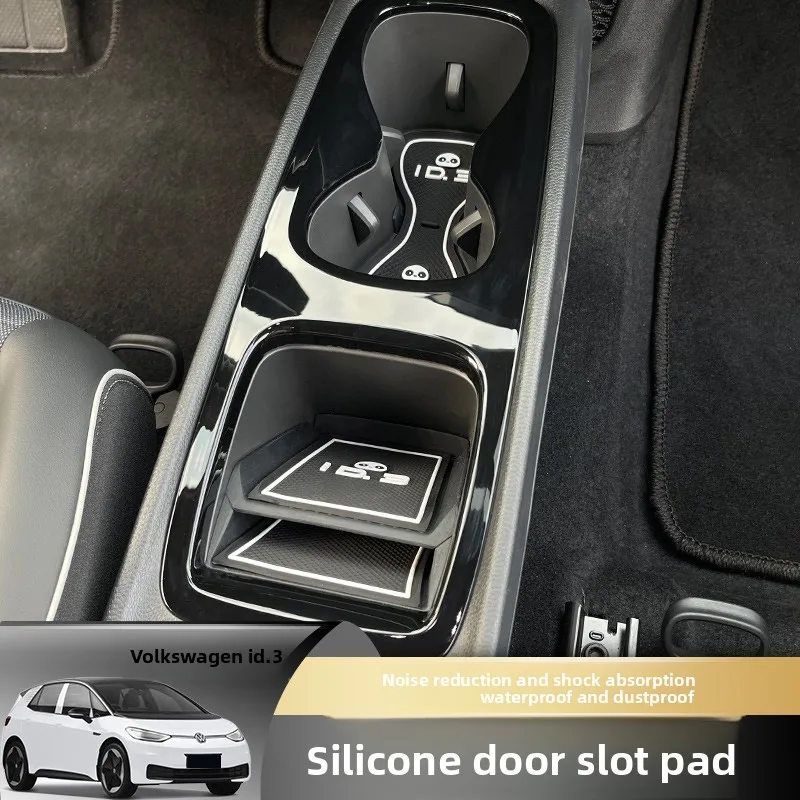 

For Volkswagen ID.3 Special Water Cup Storage Slot Pad Cartoon Panda Luminous Door Slot Pad Coaster Modification Accessories