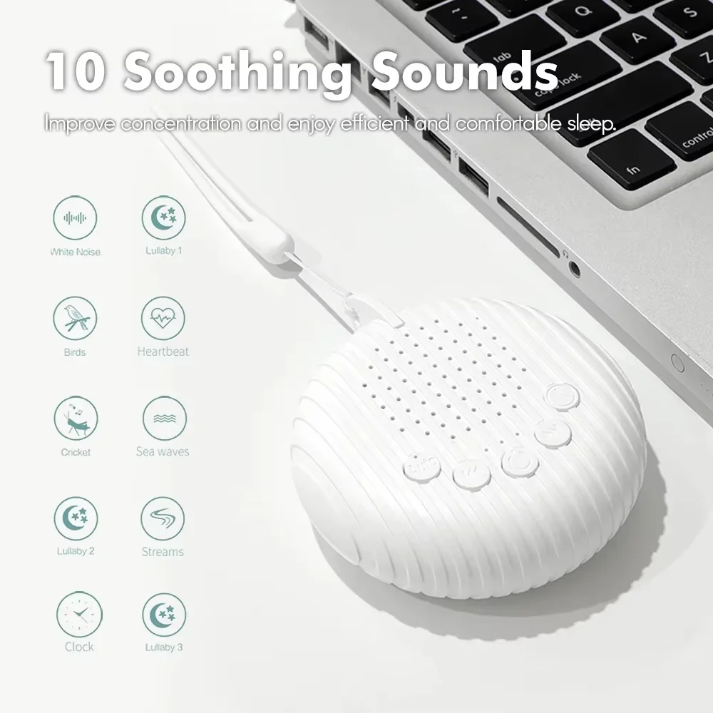 10 เพลงเครื่องเสียงสีขาวแบบพกพาเครื่องนอนเด็ก Soothing เสียงปรับระดับเสียงได้ในตัวแบบชาร์จไฟได้ BatteryQ3