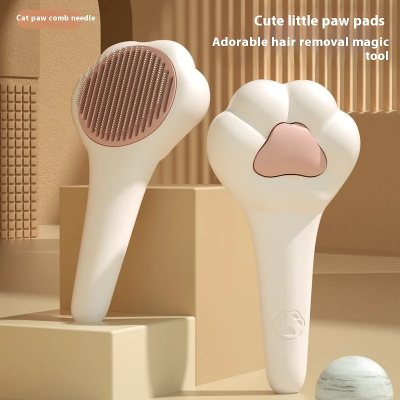 Cute Paw Comb - One-Click Fur Removal, Pet Massage Comb, Cat Hair Grooming, Pet Pin Brush, Dog Comb