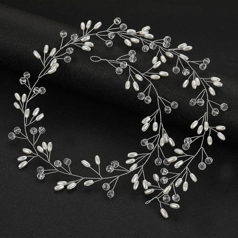 Floralbride Handmade Crystal Rhinestones Pearls Flower Bridal Hair accessories Hairband Wedding Headband Women Hair Jewelry