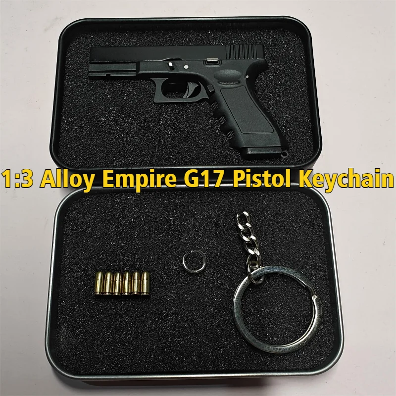 Alloy Empire 1:3 GLK G17 Metal Pistol Keychain Pendant Shell-Emitted Gun Type Mini Toys Figurines & Miniatures Decoration Crafts