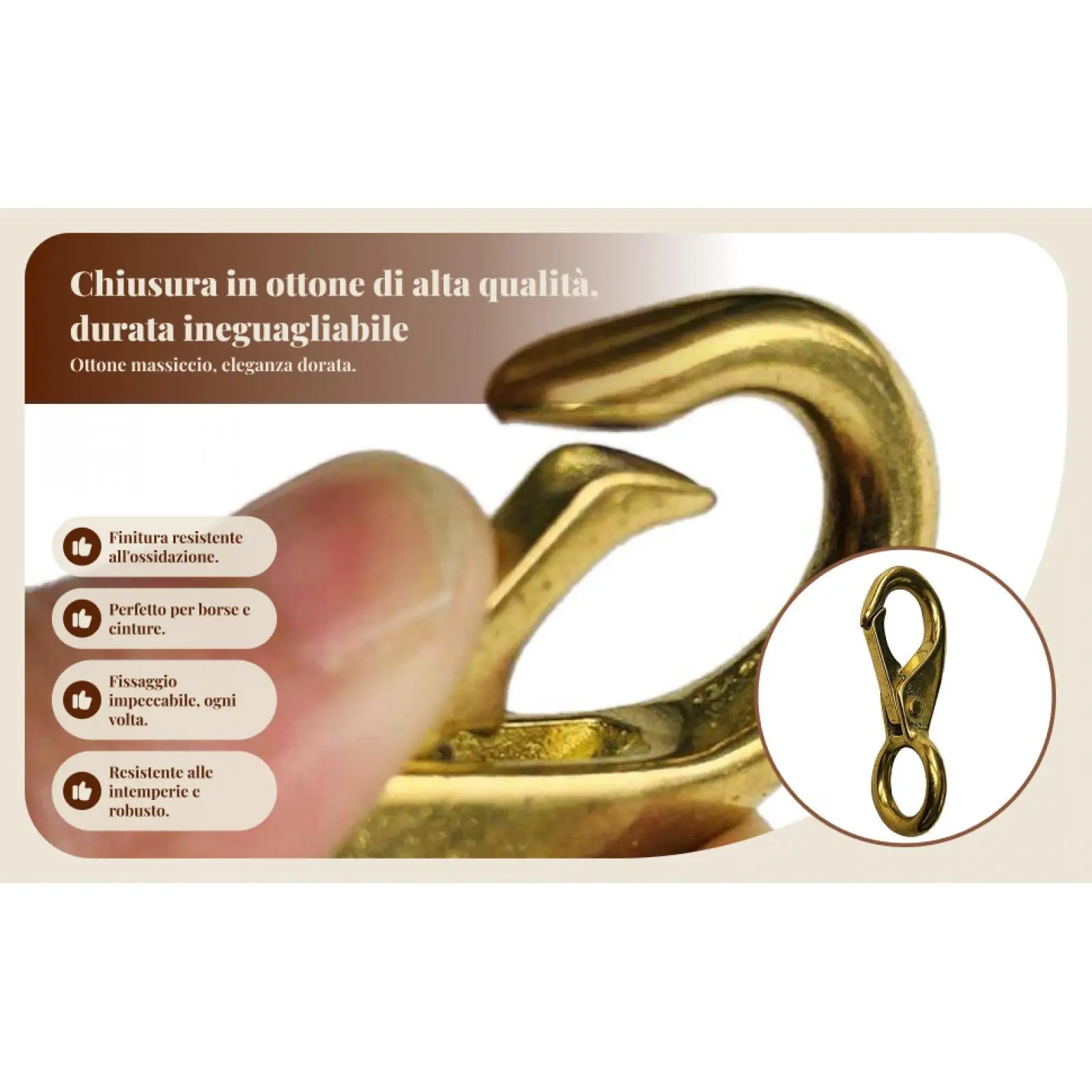 

Pure Brass Boat Snap Hook Heavy Duty Spring Loaded Clip Multi Purpose Buckle for Marine Rail Netting