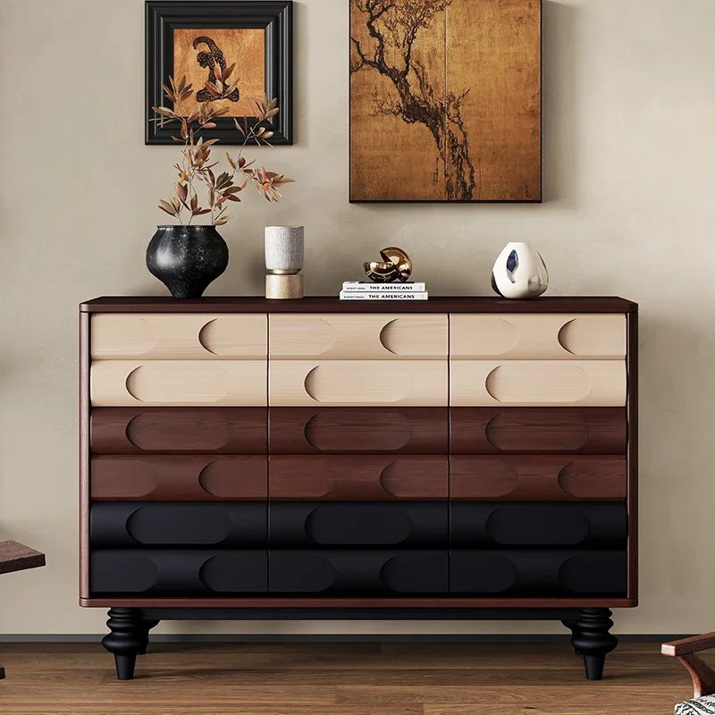 خزانة ملابس متوسطة لغرفة المعيشة، حذاء فرنسي عتيق من الخشب الصلب لتزيين غرفة المعيشة، أثاث منظم جانبي للشرفة #3