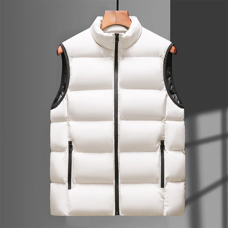 New Men'S Autumn Winter Fashion Versatile Thick Casual Vest Korean Version Solid Color Trendy Camisole Warm Vest Sleeveless Coat