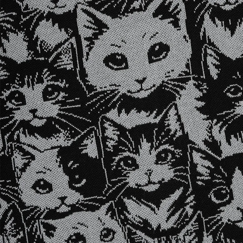 

Осень-зима 2025: новый круглый пуловер с принтом Ne, свободный повседневный длинный вязаный женский вязаный свитер из полиэстера с принтом котенка