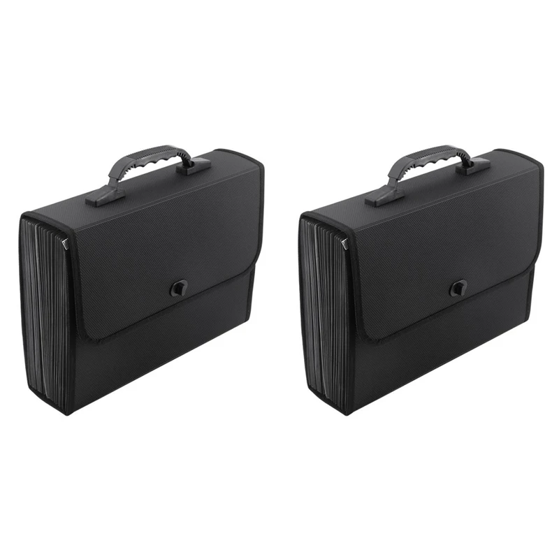 2X 26 Grid Portable Organ Bag A4 Multi-Layer File Folder For Office Students With Large Capacity Test Paper Holder