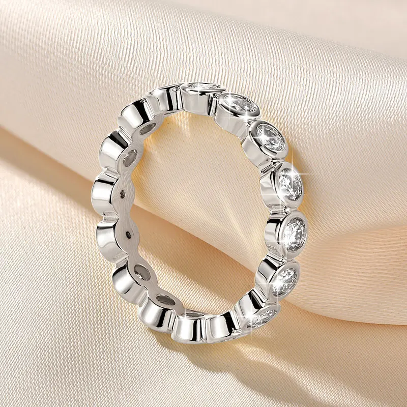 Lnkry 3 mm großer Moissanit-Ewigkeitsring mit GRA-Zertifikat für Damen, 14 Karat Gold gefüllte Ringe, exquisites Schmuckgeschenk – Detail 10