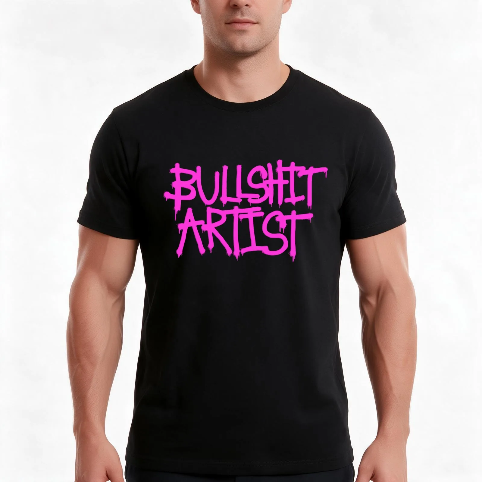 Bullsh*t Artist T-Shirt, Summer Casual Cotton Tee, Oversized Streetwear Tops, Vintage Graphic Print, Loose Fit Short Sleeve