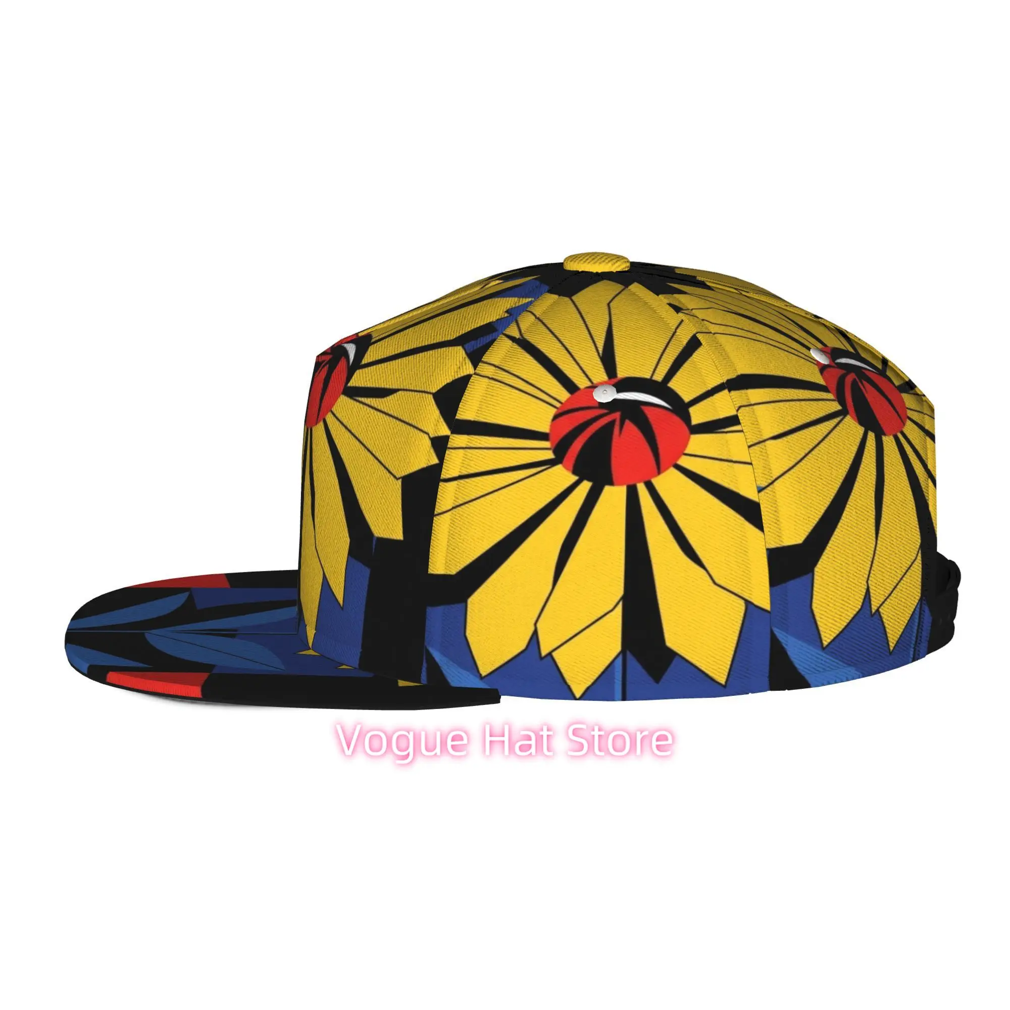 Men's & Women's Baseball Cap with Abstract Sunflower Pattern, Adjustable Snap-On Brim & Flat Top Design - Lightweight Suitable f