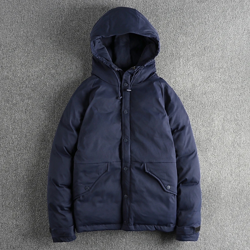 Nueva chaqueta Parka acolchada de carga con relleno de plumón de pato Retro americano de invierno con capucha Amekaji para hombre gabardina gruesa de gran tamaño a la moda