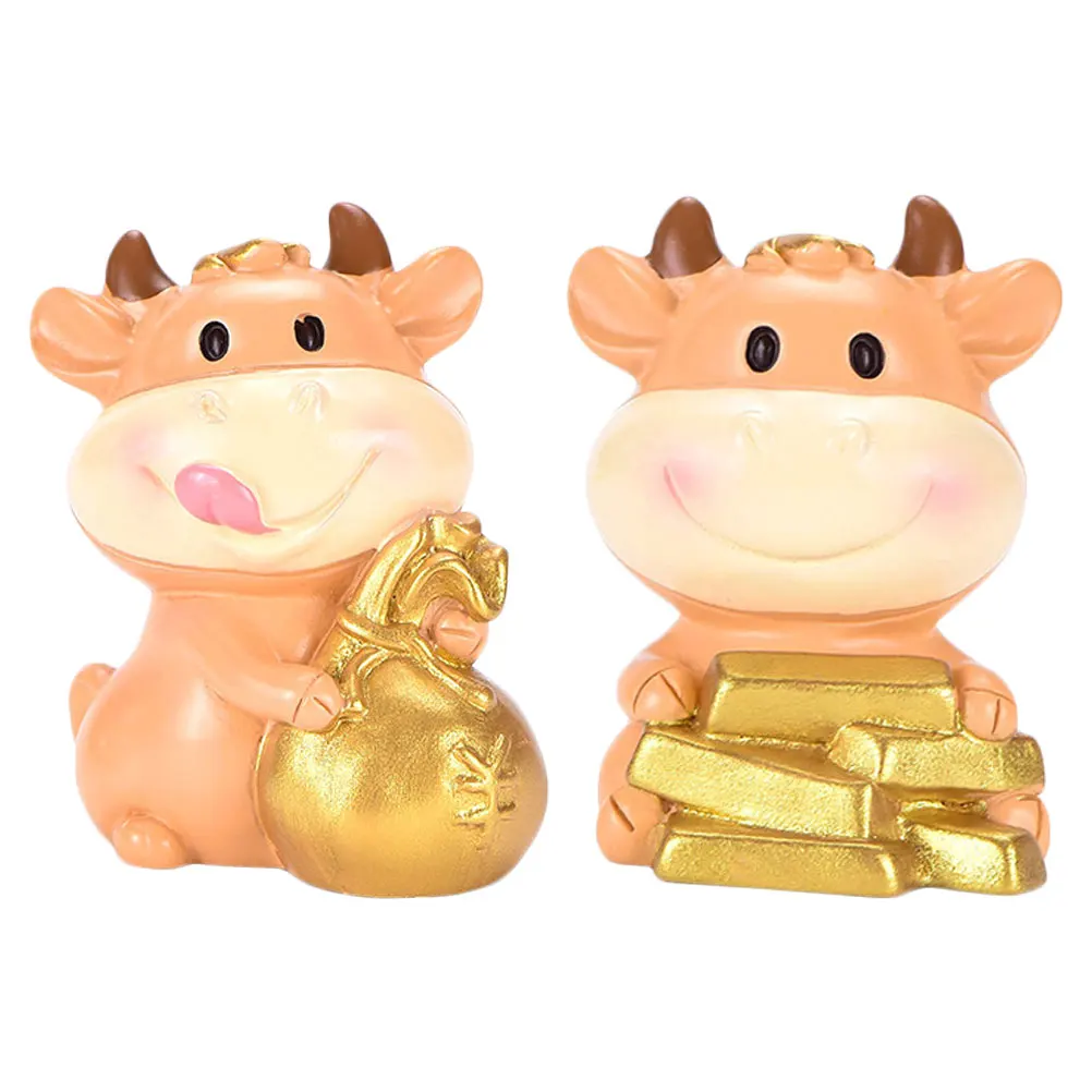 

2 Pcs Party Ornament Miniature Cow Decorations Diy Ornaments