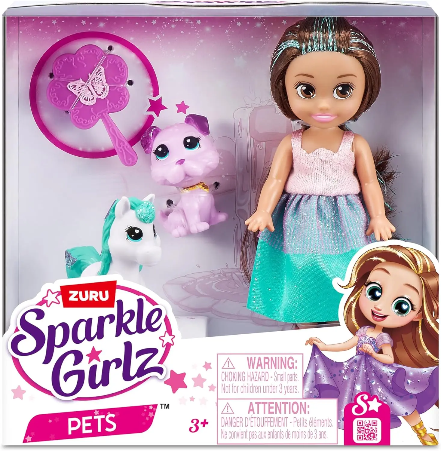 

Sparkle Girlz Princess Doll and Pet Set (Pink & Cat Set) Dog, Cat, Unicorn,Fashion Doll, Removable Dress, Gifts for Girls 4-8