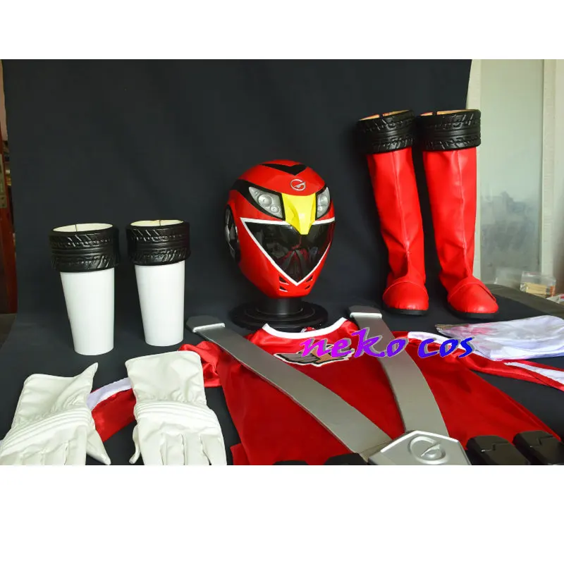 nekocos Engine Sentai Go-onger Go-On red fitting bodysuit fullset helmet mask belt shoes arm cover Cosplay costume
