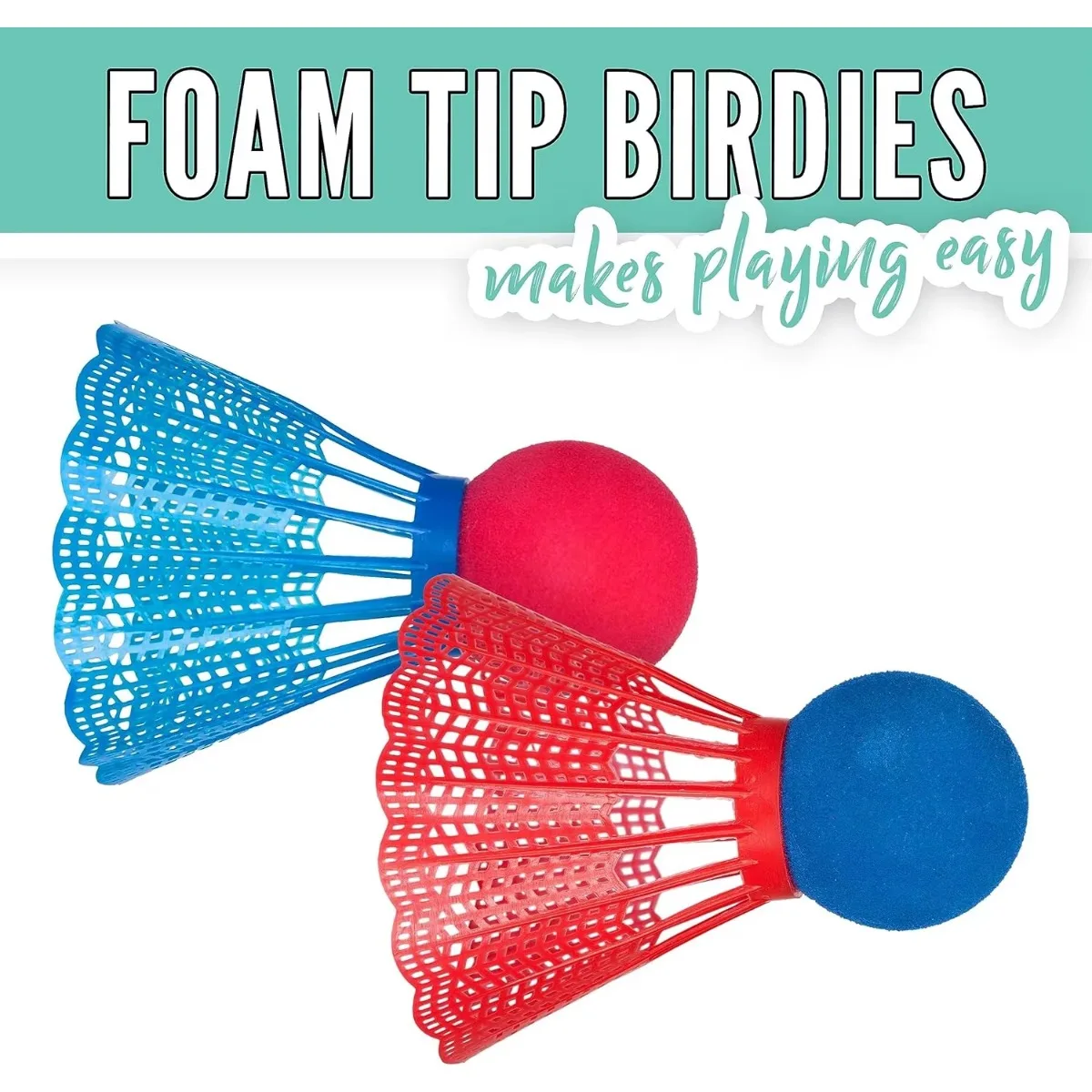 2인용 배드민턴 라켓 세트, 뒷마당 어린이를 위한 오버사이즈 스매시민턴과 셔틀콕