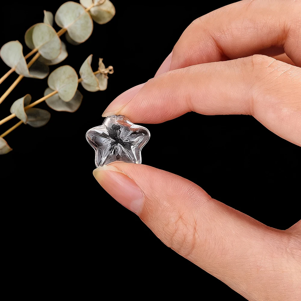 

4PC Transparent Glass Hollow Star Beads Clear Five-Pointed Shape Ornaments DIY Craft Jewelry Pendant Home Decoration Accessories