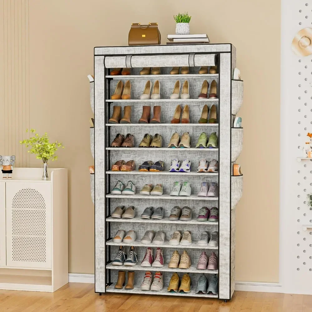 

Shoe Rack 10 Tiers Large Capacity 50-56 Pairs Beautiful Tall Shoe Rack Freestanding Lockers