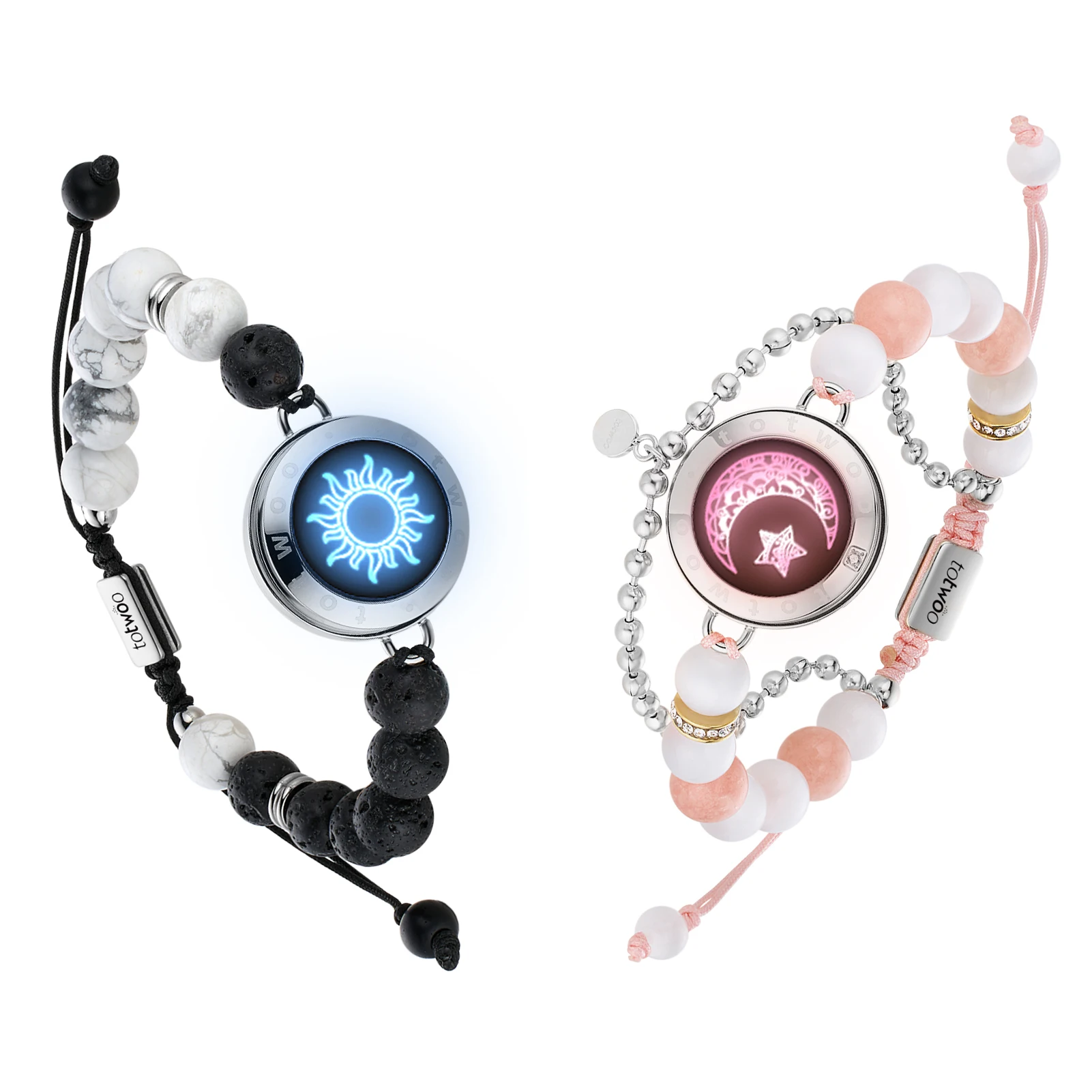 Pulseras TOTWOO Pulsera táctil de larga distancia para parejas, joyería de emparejamiento Bluetooth con vibración y luz