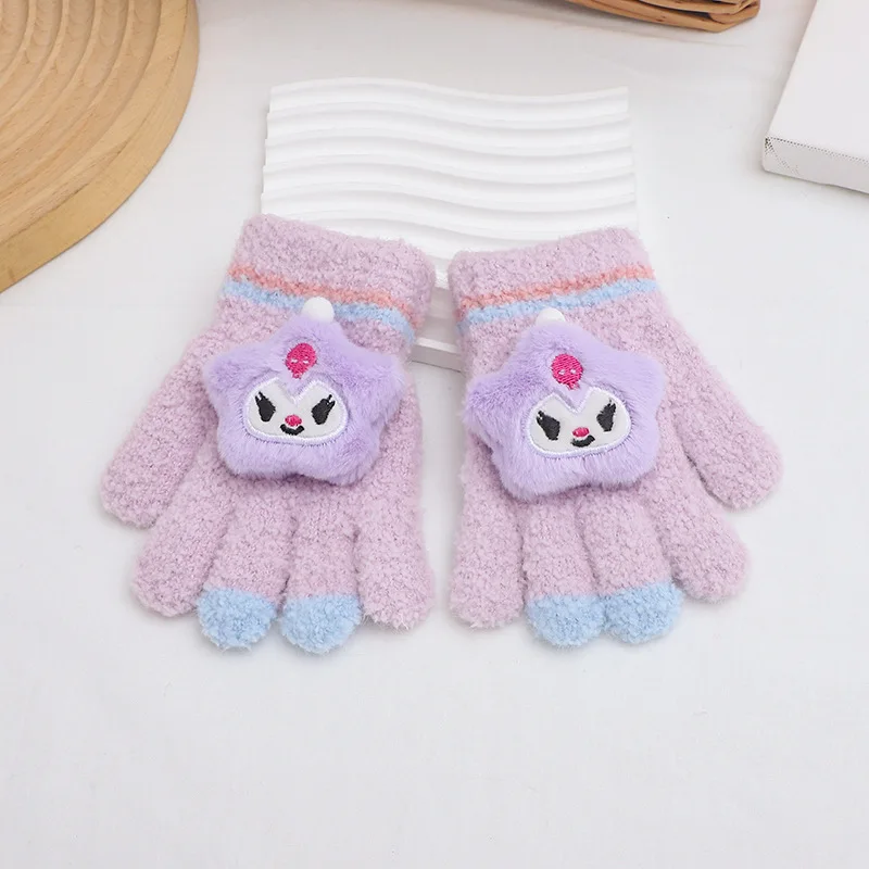 قفازات الخريف والشتاء الكرتون لطيف قفازات دافئة قفازات خمسة أصابع #4