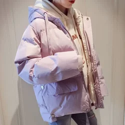 Giacca invernale cappotto corto imbottito in cotone da donna parka con cappuccio solido Casual Plus Size giacche calde capispalla femminile più spesso sciolto