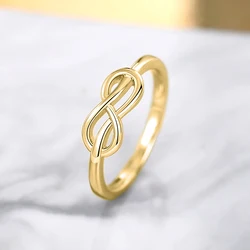 Huitan Minimalist Infinity Design Women Rings Metallic Style Fashionable Female Finger-rings Temperament Versatile Jewelry Bulk