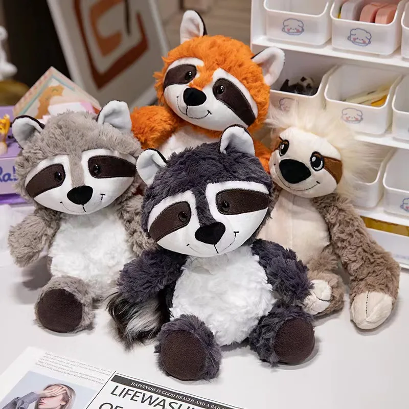 25/35cm Creative Toys Forest Animals Fox Raccoon Sloths Plush Doll Pillows Soft Filling Cute Playful Shapes  Good Gifts