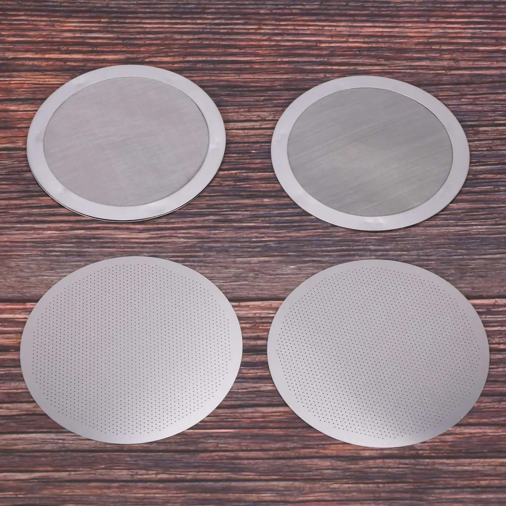 Filtros de café reutilizables para cafetera, malla de acero inoxidable lavable, 2 tipos