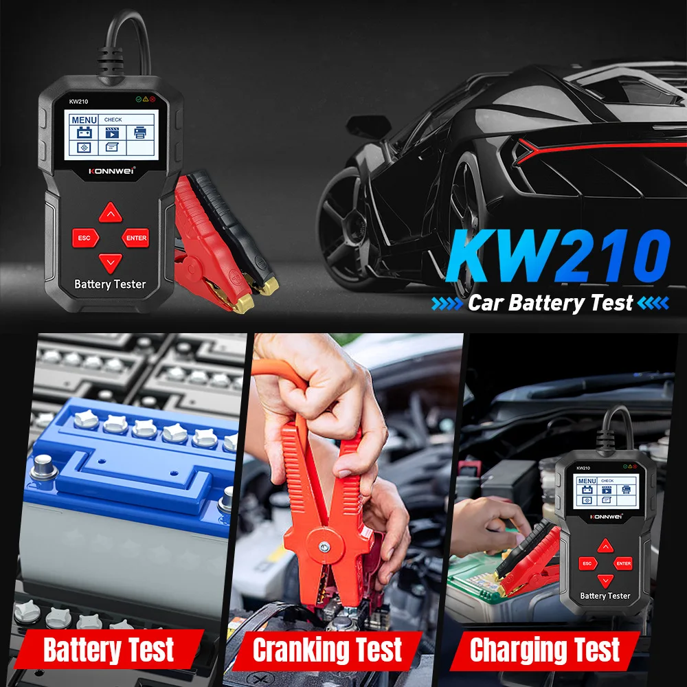 

New KW210 12V Car Battery Analyzer Portable Device for Testing Storage Battery Capacity Internal Resistance Vehicle Battery Cond