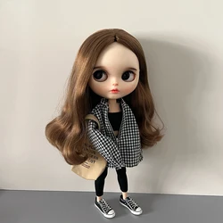 New Arrival Plaid Coat Oversize Jacket and Yoga Pants Casual Tops for Blyth OB24 Pullip Azone 1/6 Dolls Accessories Clothes