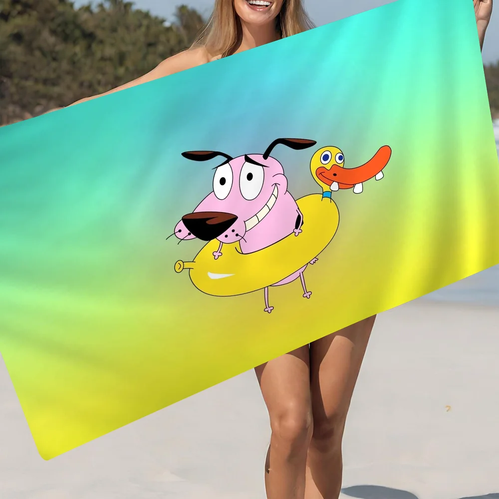 Courage The C-Cowardly D-Dog Microfiber Printed Beach Towel Mountain Climbing Yoga Beach Swimming Running Absorbent Soft Towel